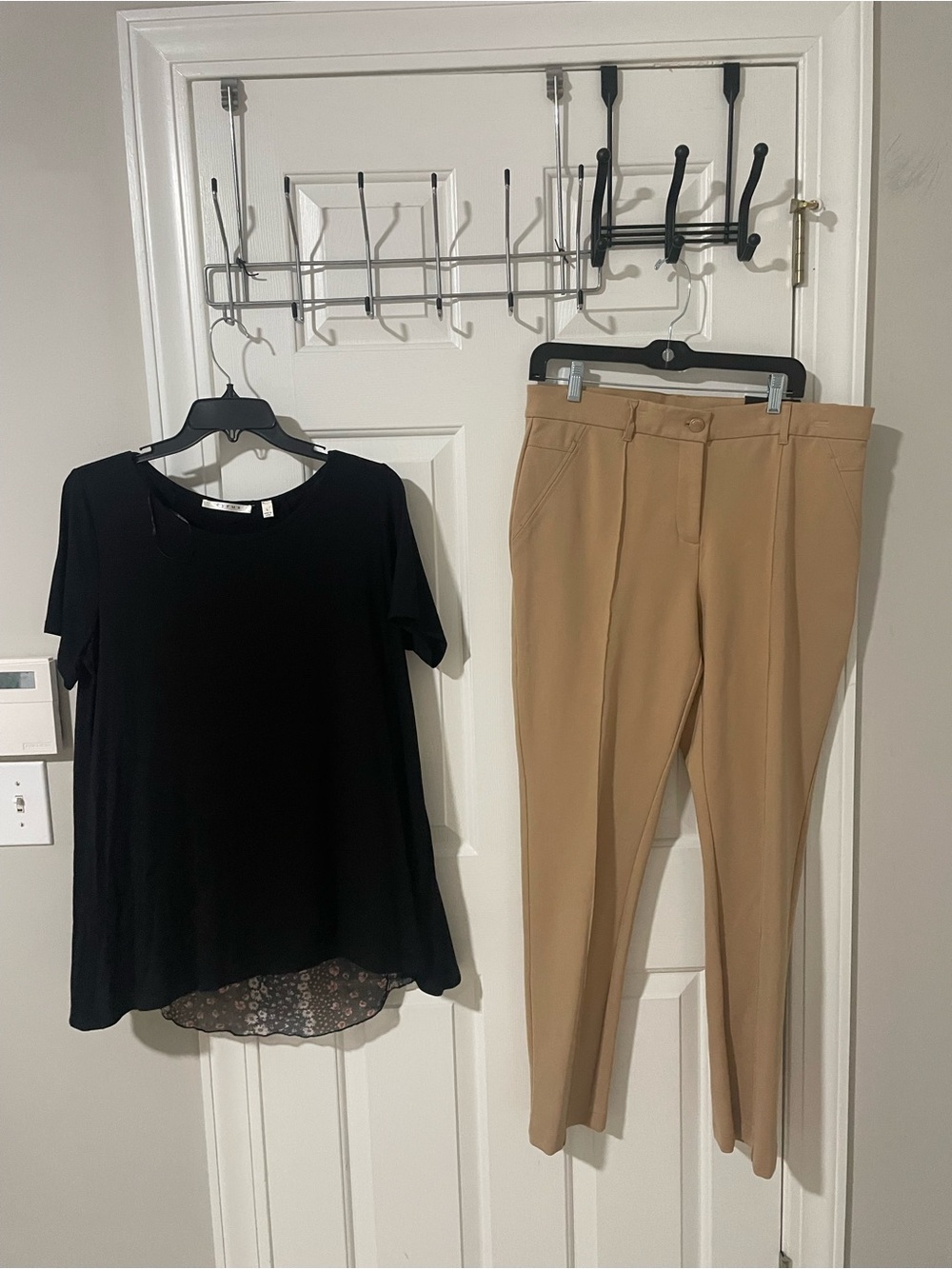 Classic Tan Women's pants 2 regular Chicos nwt (12) Cyrus lg top floral back